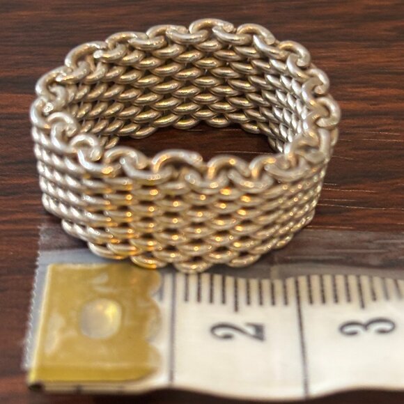 Auth Vintage Tiffany & Co Somerset Mesh Ring Sz 6.5 - Picture 2 of 9